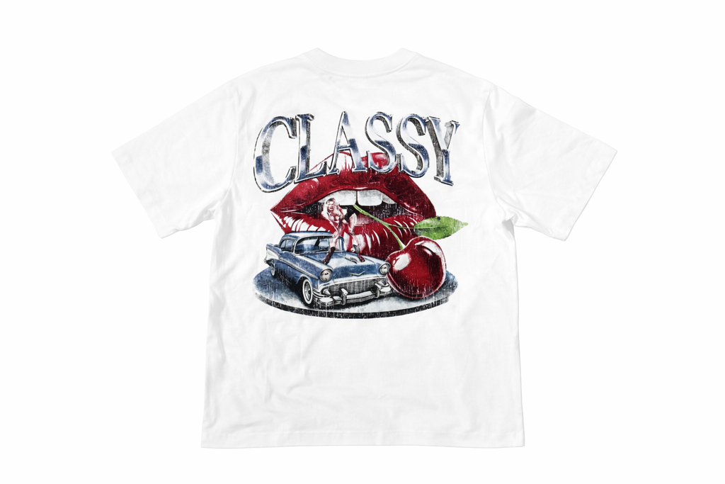Midnight Burnout Semi-Oversized Tee – White