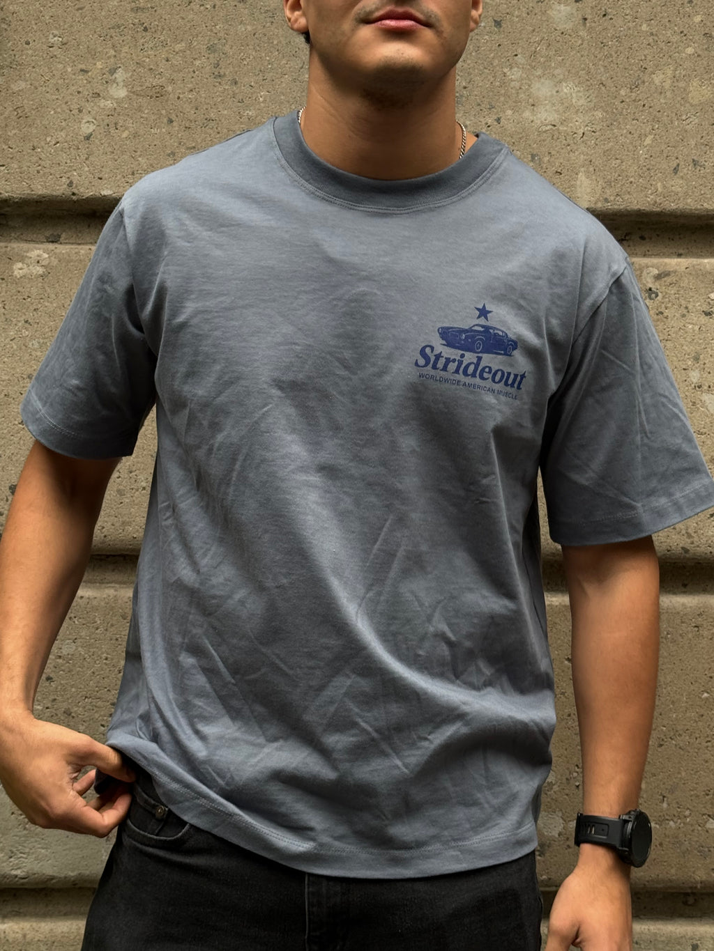 Strideout Heritage Semi-Oversized Tee – Blue