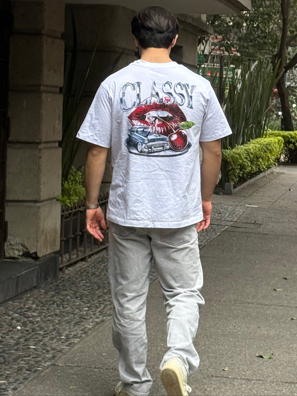Midnight Burnout Semi-Oversized Tee – White