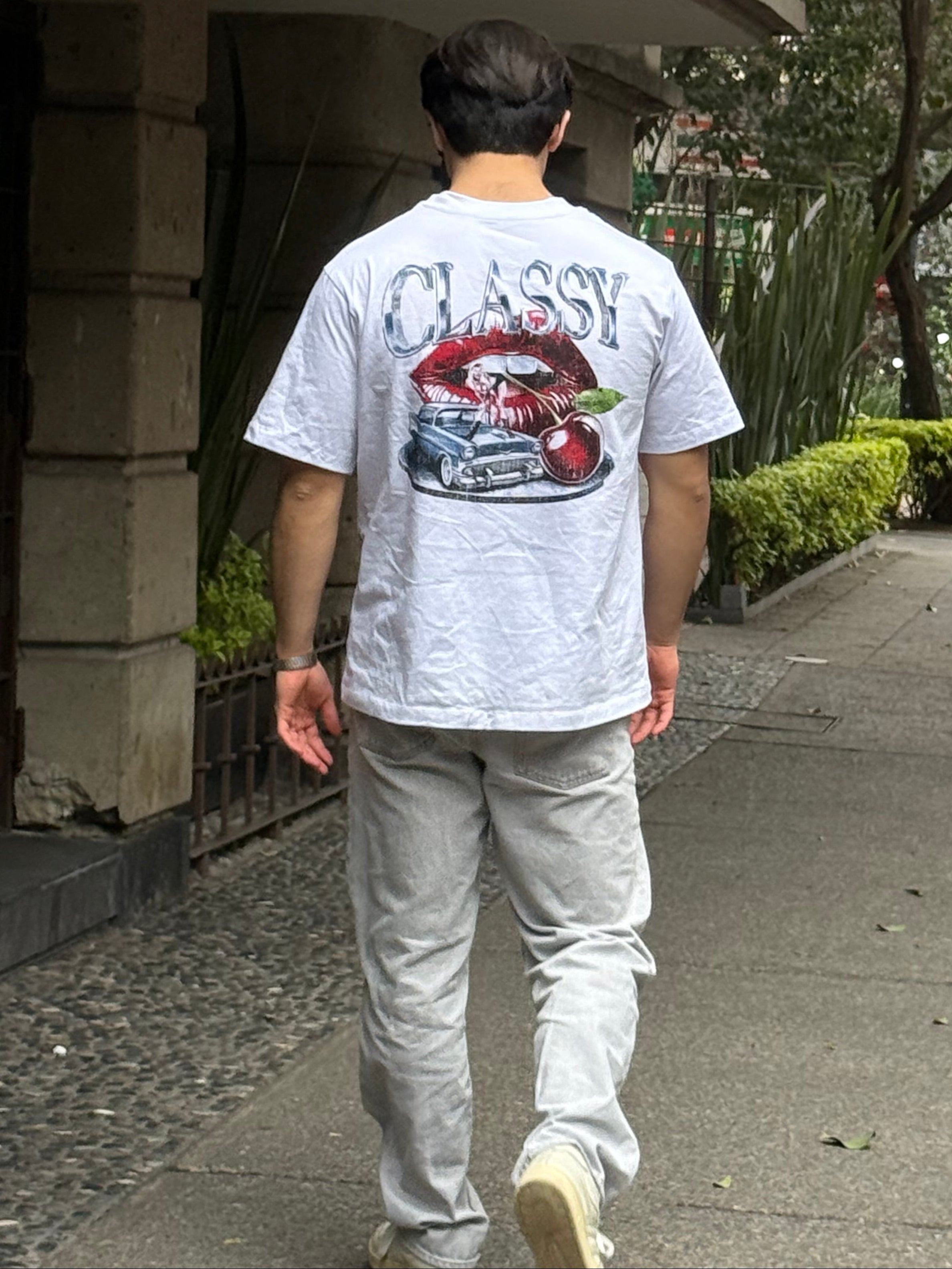 Midnight Burnout Semi-Oversized Tee – White